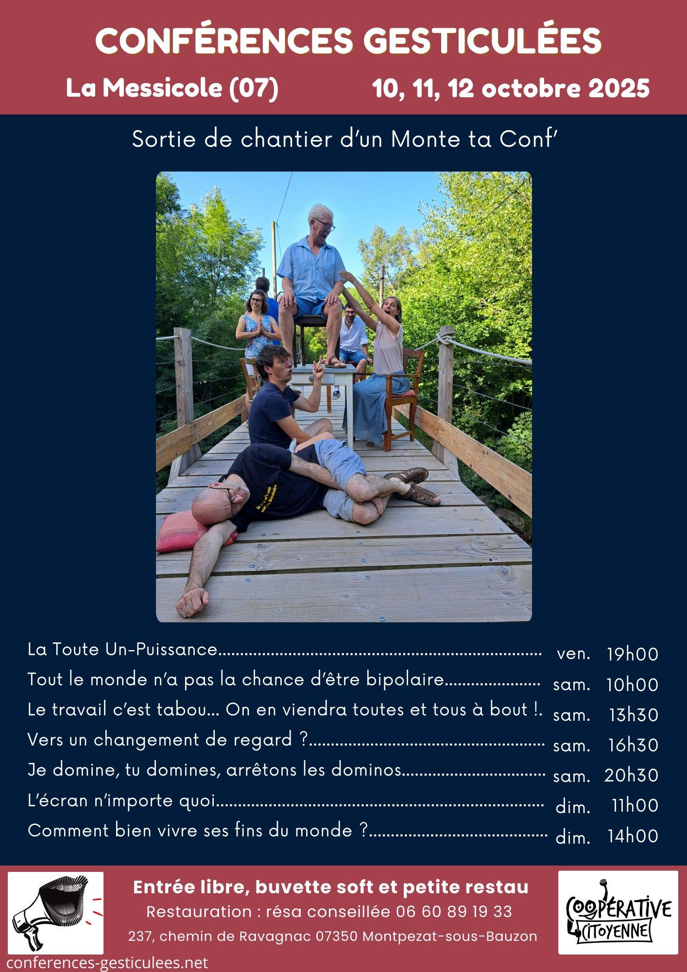 10 oct - 12 oct 2025 /Sortie de chantier Monte ta conf' en Ardèche !!!